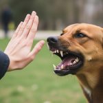 person using calm posture to prevent dog bite