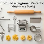 Beginner essential pasta tools arranged on kitchen counter