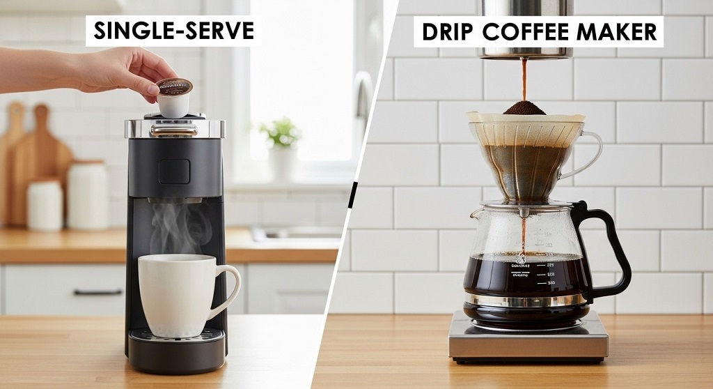 Cost comparison table between K-cup machine and drip coffee maker