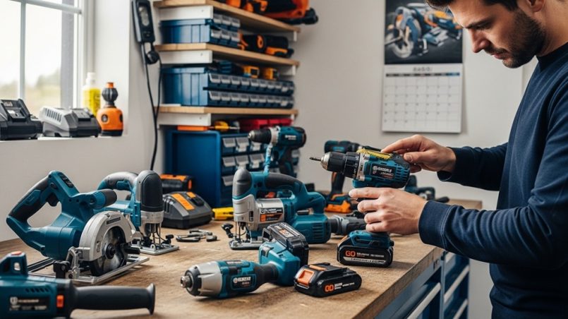 Cordless power tool maintenance cleaning drill vents with brush