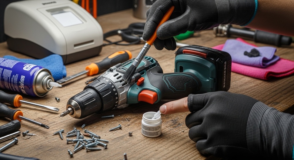 Proper storage of cordless tools and lithium-ion batteries in toolbox