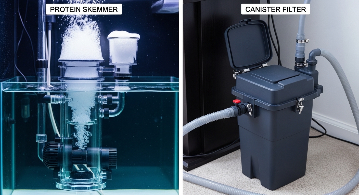 Should you choose a protein skimmer or a canister filter for your reef tank