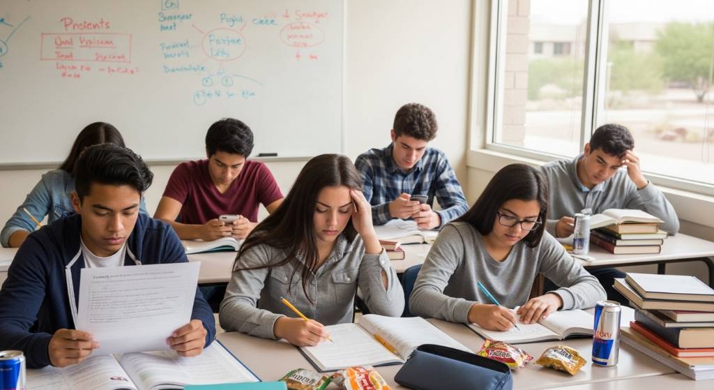 Phoenix teenagers discussing study habits after class