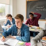 Teen student studying indoors during hot Phoenix weather