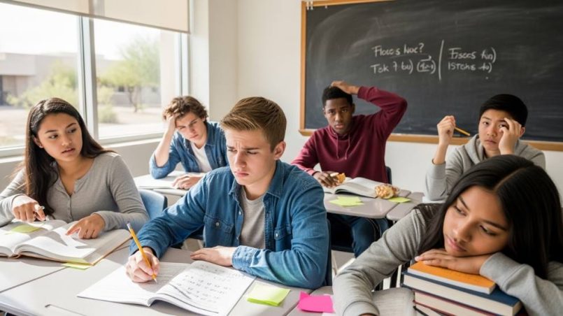 Teen student studying indoors during hot Phoenix weather